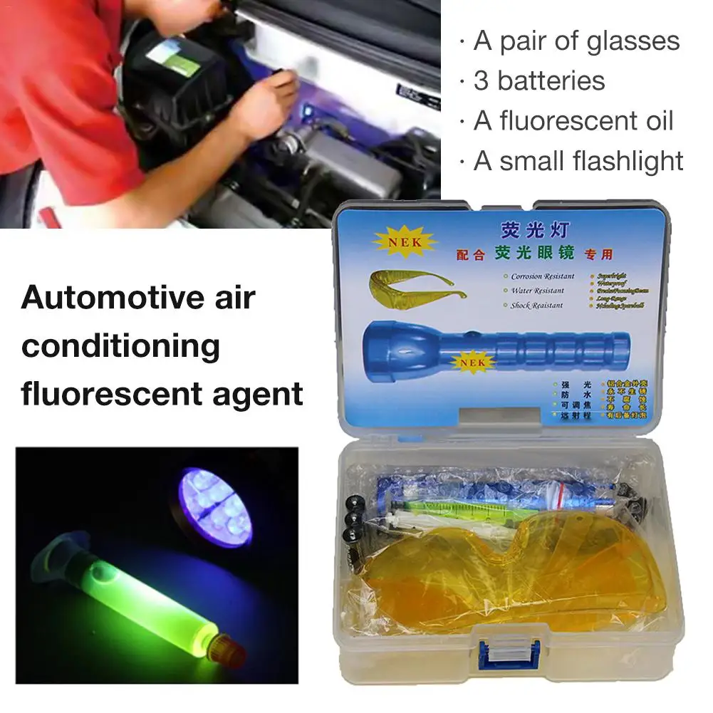 Automobile Fluorescent Leak Detection Tool Auto Air Conditioning Repair Tool R134a Refrigerant Gas A/C Leak Test Detector UV Dye