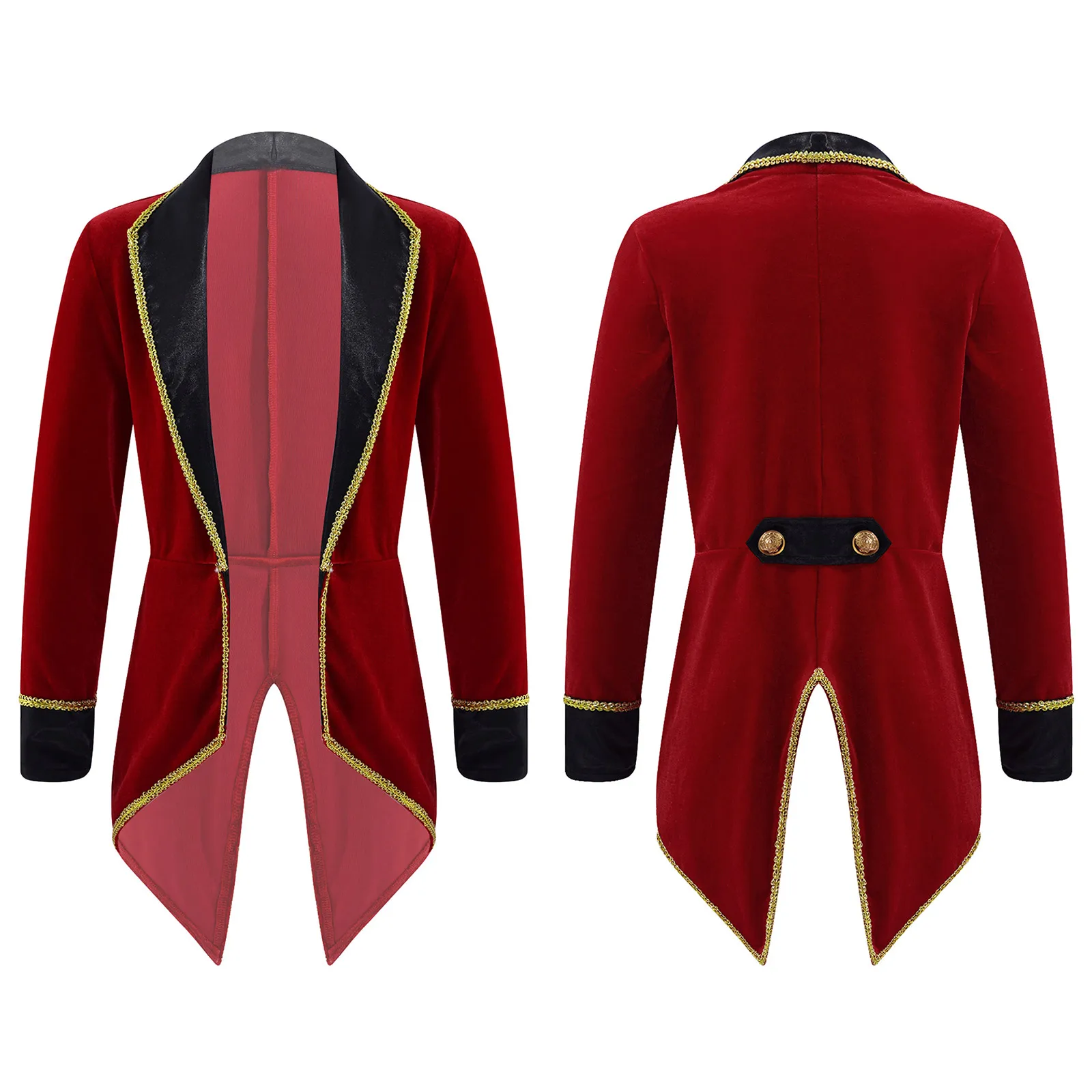 

Kids Girls Ringmaster Circus Costume Lapel Collar Long Sleeve Tuxedo Coat Halloween Cosplay Role Play Party Performance Dress Up