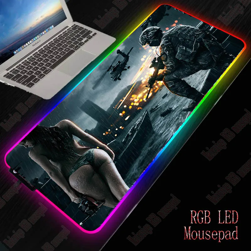 

XGZ Battlefield Giel Gaming RGB Mouse Pad Gamer PC Computer Mousepad Backlit Mause Large Desk Keyboard LED Fashion Mice Mat