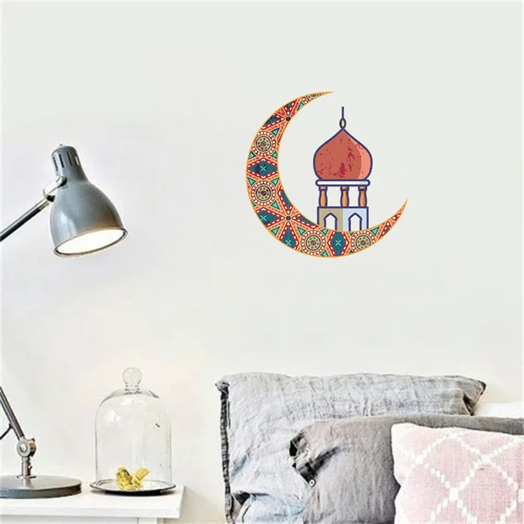 Klassischer Halbmond-Wandaufkleber im Schloss-Stil, Ramadan-Festdekoration, Tapete für Wohnzimmer-Hintergrund, Heimdekor-Aufkleber – Detail 3