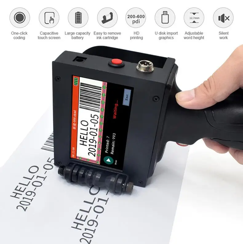 Good Quality Inkjet Printer Intelligent 600DPI Upgraded Handheld Jet Printer Inkjet Coding Machine Date Coder with Inch LED