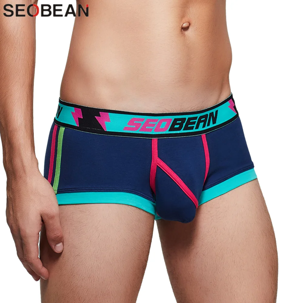 SEOBEAN-bóxer de cintura baja para hombre, ropa interior transpirable, a la moda, con bolsa convexa en U, Sexy