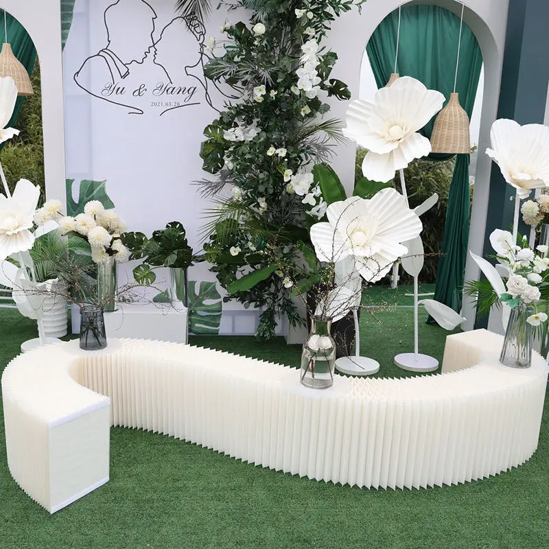 Wedding Decoration Paper Folding Display Stand Flower Dessert Show Table Platform Curve Guide Holder Party Scene Layout