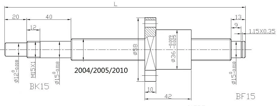 1pc SFU2010 - 1200mm 1500mm ballscrew + ball nut with BK15 / BF15 end machined CNC parts
