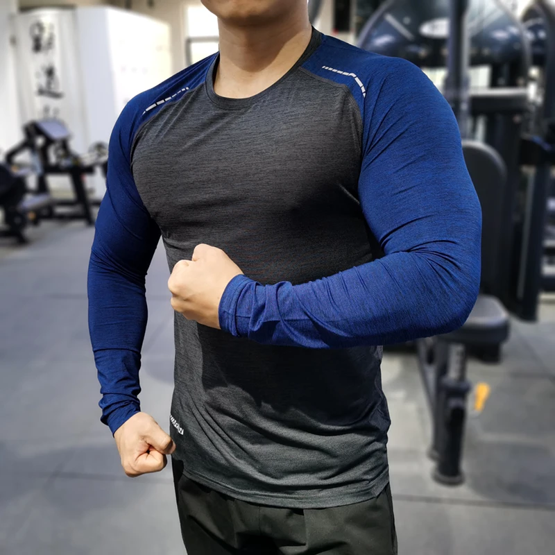 

Men Compression T-Shirts Tops Homme Gym Sport Running Clothing Fitness Tight Long Sleeve Tees Dry Fit Rashguard Mma Sweatshirt