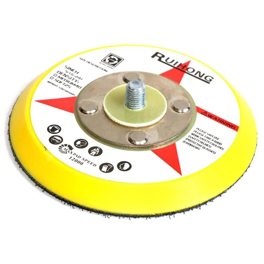 2pc 2-6 polegadas 125mm placa de apoio de lixadeira autoadesiva almofada de disco m6/m8 gancho-loop apto lixadeira de ar ângulo moedor ferramenta elétrica