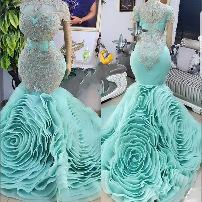 Vestidos de baile da sereia, sensual, transparente, decote, apliques, babados, zíper, vestido de noite