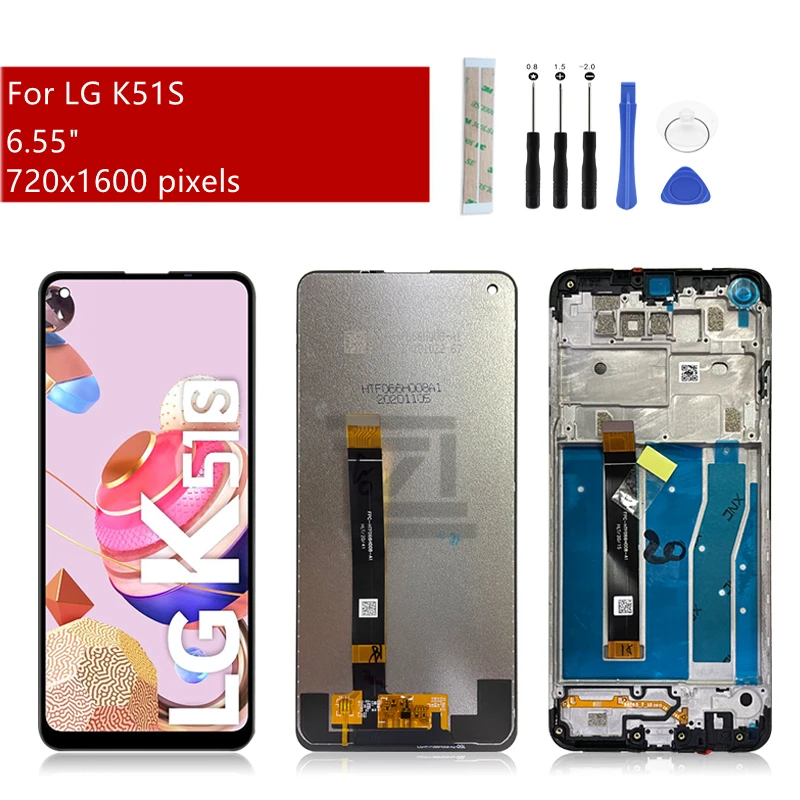 For LG K51S LCD LMK410EMW Display Touch Screen Digitizer Assembly With Frame LMK510EMW Replacement Repair Parts 6.55