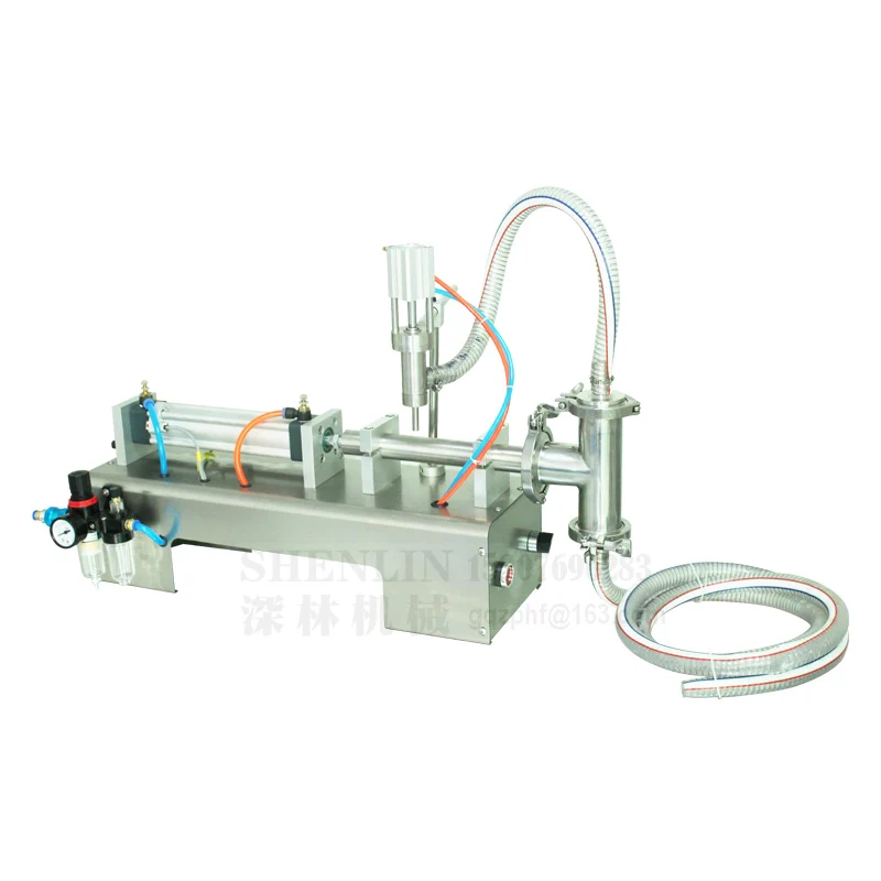 Imagem -04 - Shenlin Semiautomática Máquina de Enchimento Líquido Máquina de Embalagem Pneumática 250ml 300ml 500ml Máquina de Enchimento de Água do Alimento