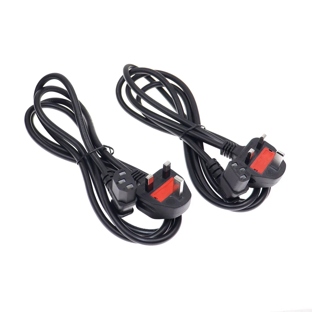 UK Power cord 1.8M IEC C13 to British 3 pins plug Extension Power Cable 90 degrees Angle C13 Power Lead Cord