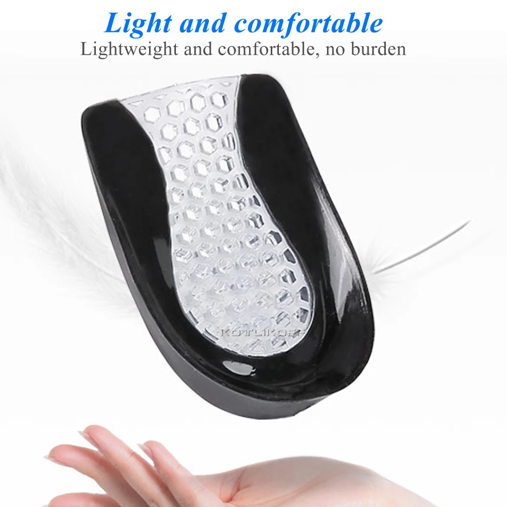 Silicone Gel Tumit Pad untuk Penyerapan Sengatan Plantar Fasciitis Pain Relief Perawatan Kaki Insert Insole Tinggi Meningkatkan Cangkir Cushion Pad