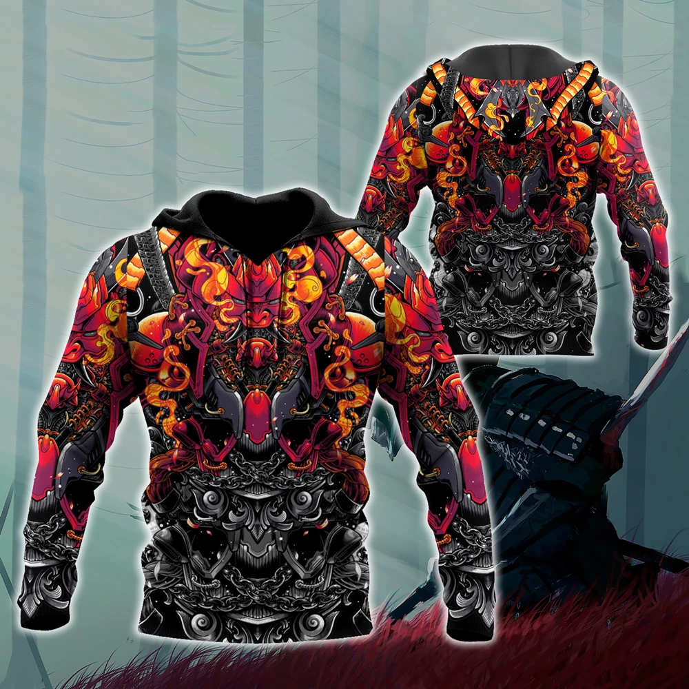 New Fashion Mens Hoodies Beautiful Samurai Armor 3D Printed Unisex Zip Hoodies Casual Harajuku Streetwear DYI305