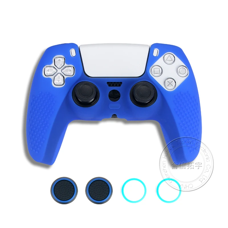 HOTHINK 1 مجموعة غطاء من السيليكون مع أغطية الإبهام لوحدة تحكم PS5 المضادة للانزلاق جزيئات محدبة غطاء مقبض ل بلاي ستيشن 5 DualSense