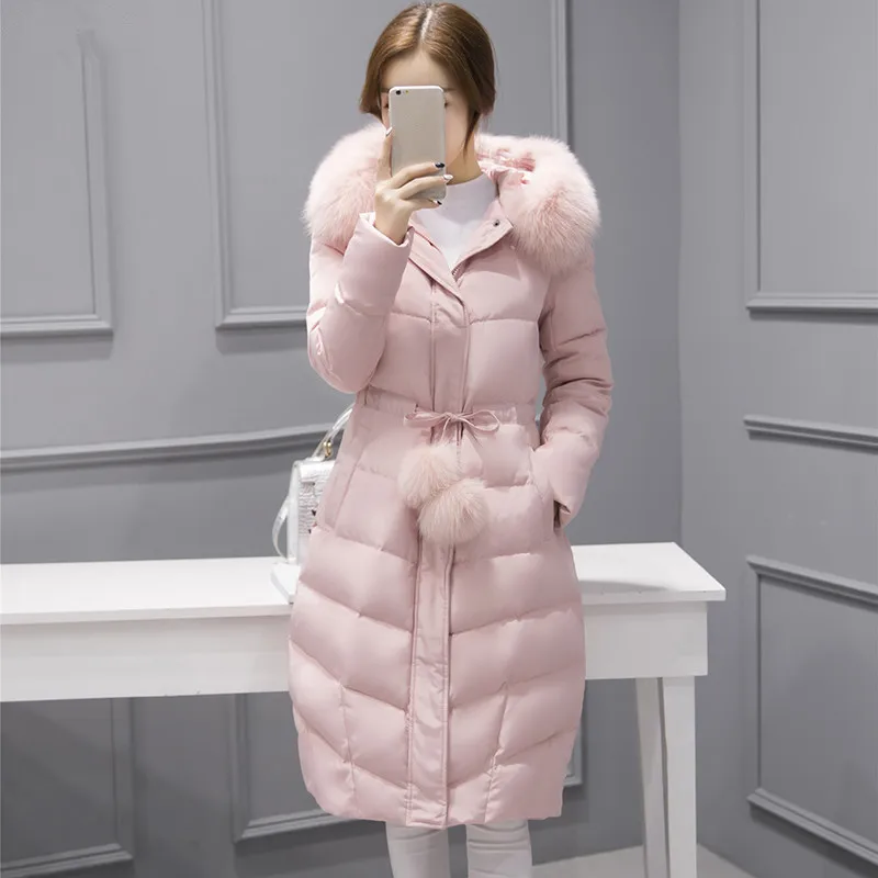 Fur Fox Women's 2023 Collar Winter Jacket Women White Duck Down Jackets Padded Women Parka Warm Coat Abrigo Mujer WXF412 s