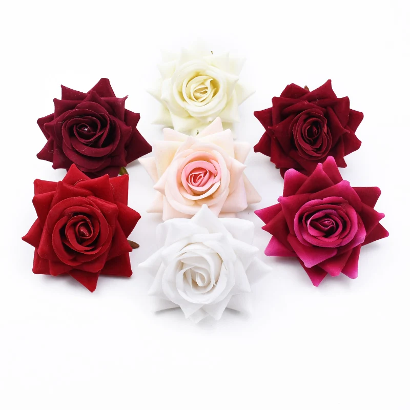 100Pcs Artificial Flowers Diy Valentine's Day Gifts Scrapbook for Wedding Christmas Home Decoration Brooch Candy Box Silk Roses