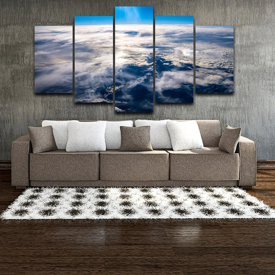 5 Pieces Sky Above Clouds Sea Stratosphere Canvas Printed Pictures Painting Modular Miraculous Nature Poster Wall Art Home Decor