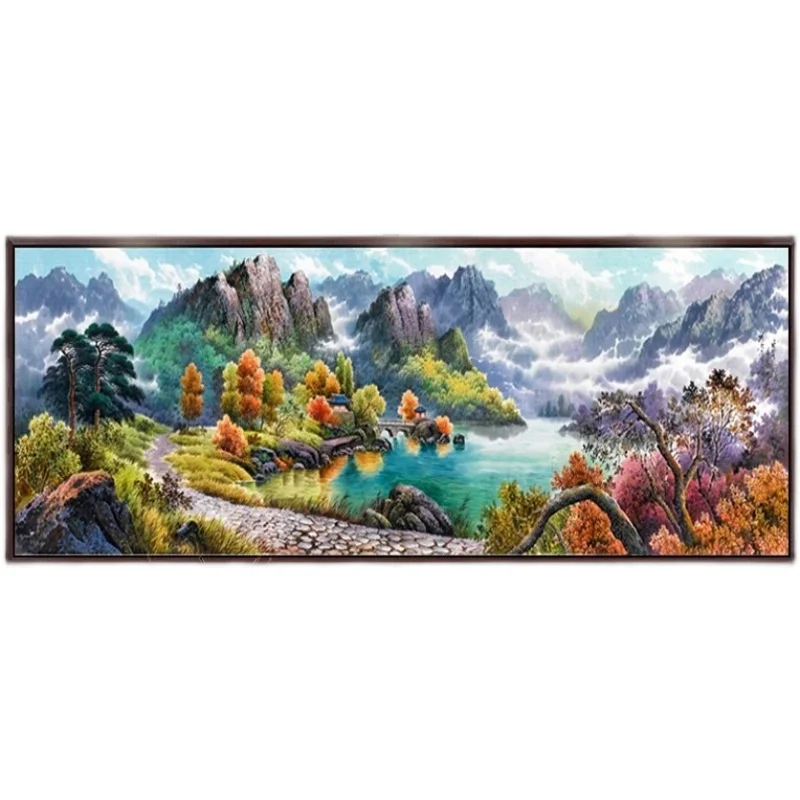 Landscape Water Mountain Needlework,DIY Living Room Cross Stitch,Sets For Embroidery kit Full Embroidery Cross-Stitch