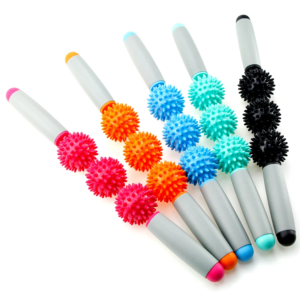 Muscle Massage Roller Stick, Body Relax Tool, Muscle Roller Sticks with 3 Point Spiky Ball