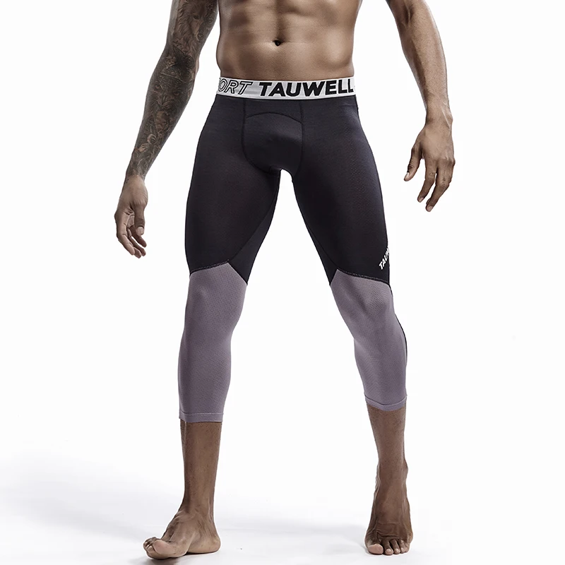 Men Sports Leggings Running Tights Men\'s 3/4 Compression Pants Cycling Tight Basketball Legging Mesh Fitness Elastic Pants