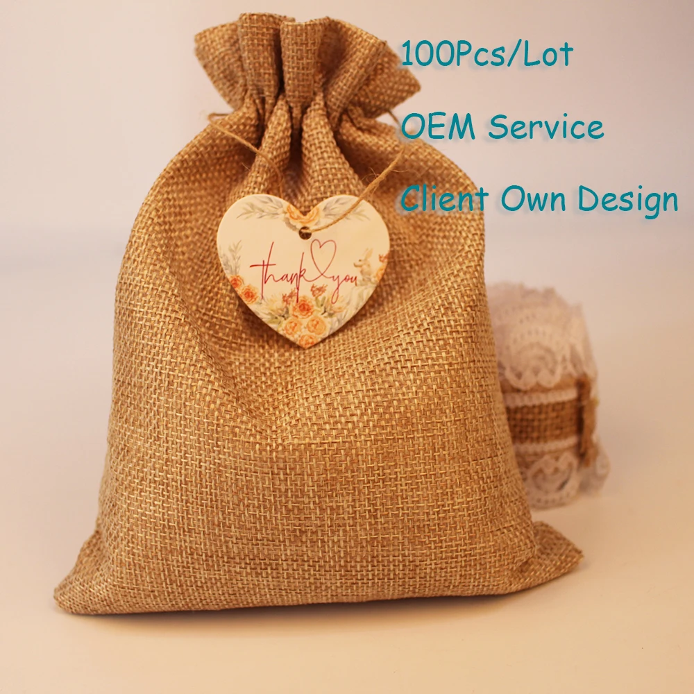

2020 Organza Bag Christmas Tag Natural Burlap Bag Tag White/Brown/Black/Black Kraft Paper Card Printing Hangtag Can Customized