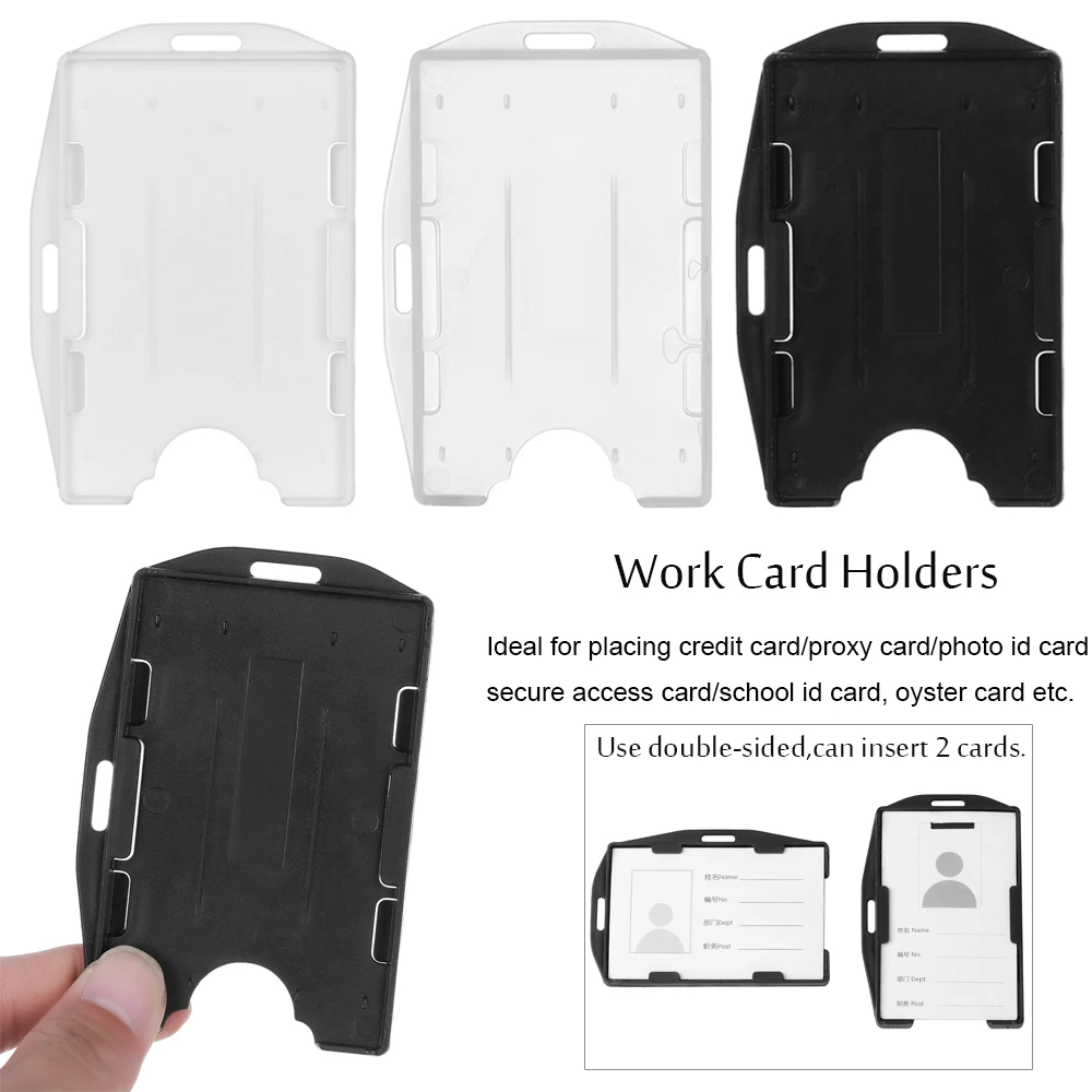 Plastic Unisex Badge Work ID Card Holder Durable Protector Cover Case Transparent White Box Wholesale