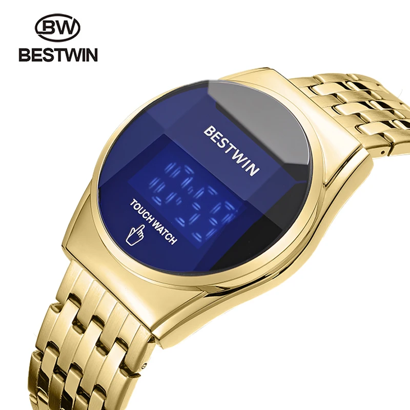 New Fasion Luxury Brand bestwin LED Screen Men\'s watches 3Bar Waterproof Men Wristwatch Stainless Steel Watch Relogio Masculino