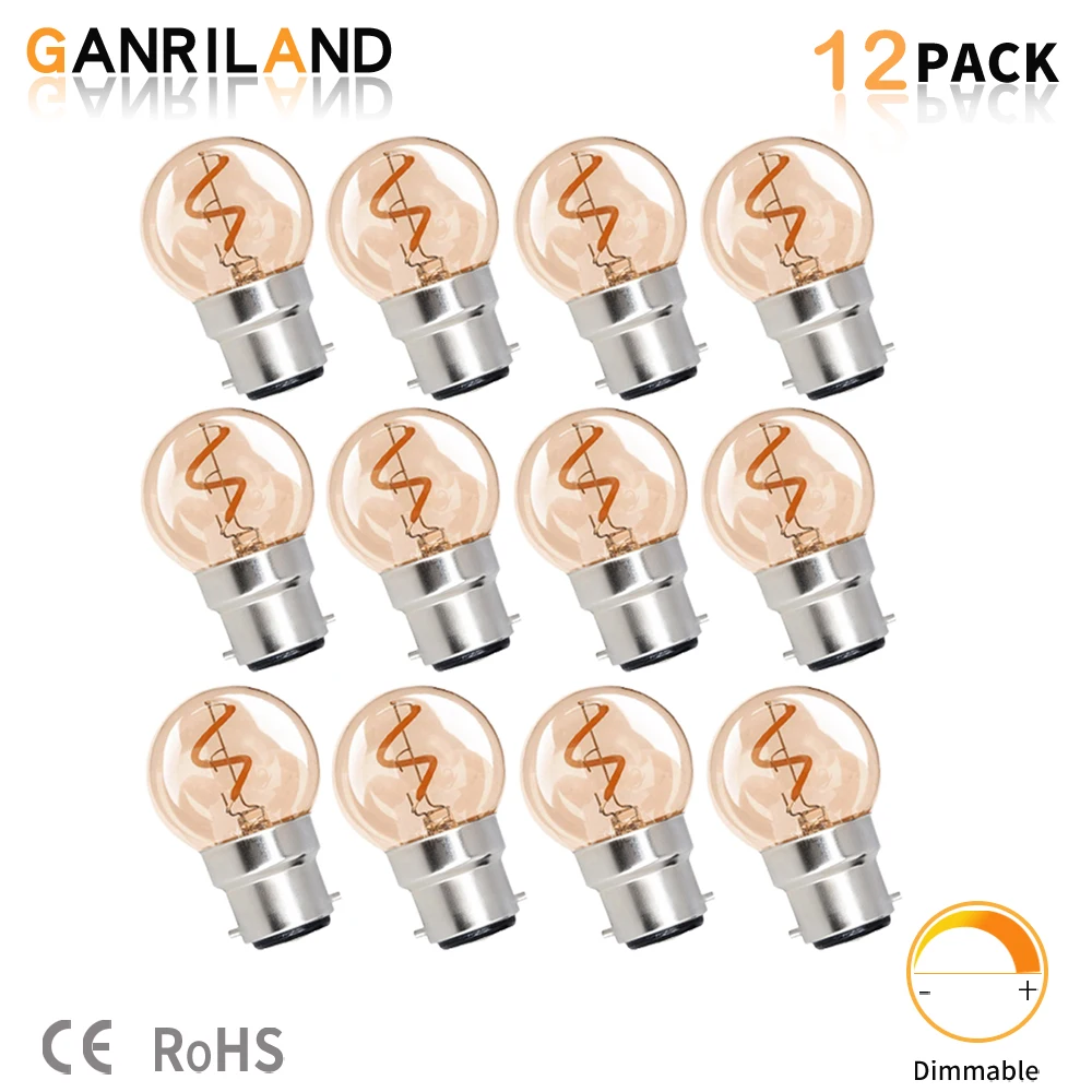 G40 B22 Bayonet Cap Led Light  Bulb 1W (Equivalent 10W) Spiral Filament Energy Saving Led Lamp 2200K Golf Led Bulbs Non-Dimmable