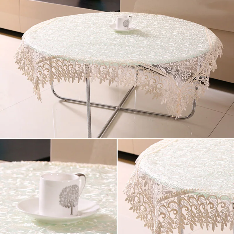 White Lace Table Cloth Wedding Decor Translucent Table Cloth Embroidered Tablecloth Tea Table cover Dinning Floral Tablecloth