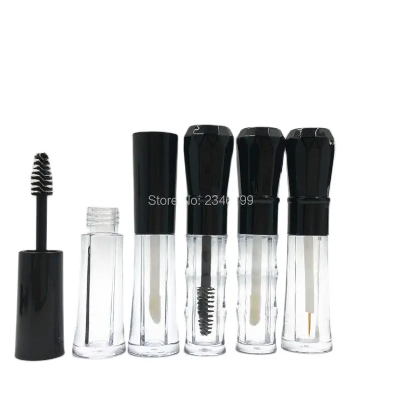 

Empty Eyeliner Tube 2ml Mini Transparent Mascara Packaging Black Cover Lipgloss Tube Cosmetic Container Empty Mascara Tube 50pcs