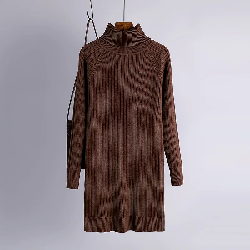 Autumn Winter short thick Sweater Dress Women turtleneck Long Sleeve straight Knit casual mini Dress female girl loose dress