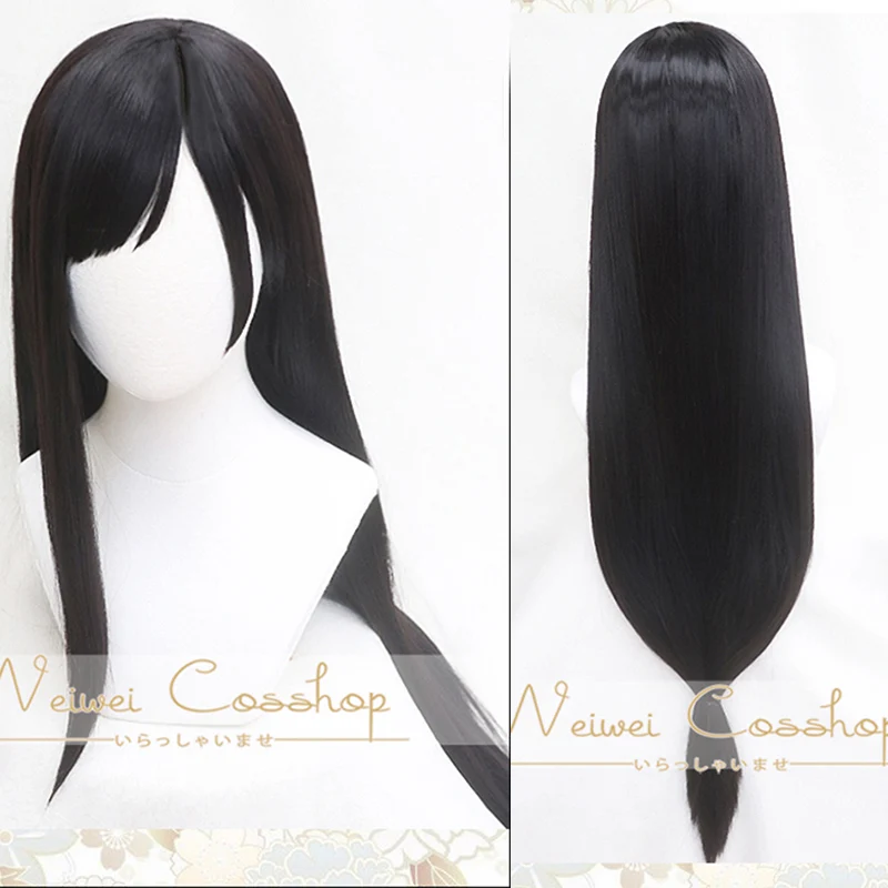 

39'' 100cm Black Long Straight Side Parting Styled Synthetic Hair Tifa Lockhart Wigs Cosplay Party Halloween Wig + Free Wig Cap