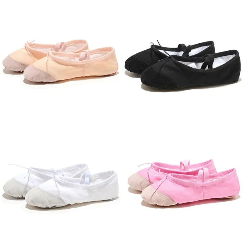 

Yoga Gym Flat Slippers White Pink Black Canvas Ballet Dance Shoes for Girls Children Women Teacher