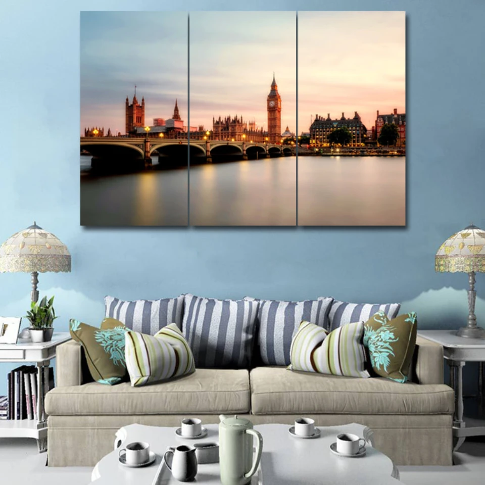 

European Architecture 3 pcs HD Canvas Painting Modern Home Decoration Living Room Canvas Print Painting Wall Decor Picture