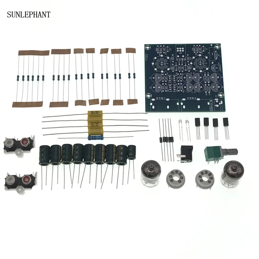 Tube 6J1 Preamp Board Module Preamplifier Kit DIY + Acrylic DIY Case Cover Shell for 6J1