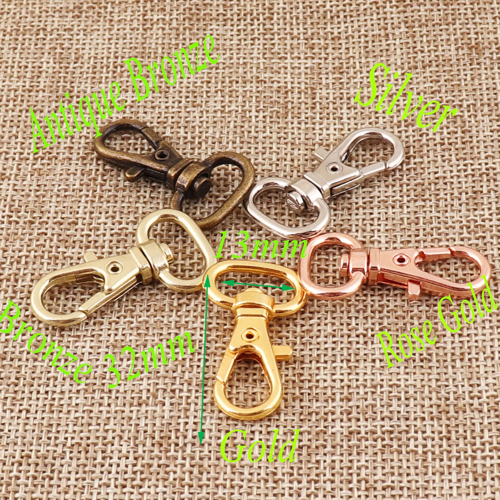 50 PCS Lobster Swivel Clasps Gold Rose Gold Bronze Silver Antique bronze Hook Clasps Claws Carabiner Handbag Snap Purse Hook