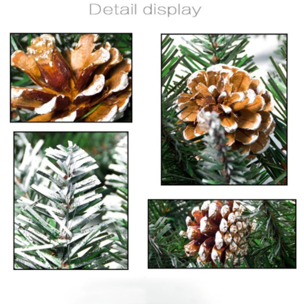 

Christmas Rattan Green Artificial Xmas Tree Rattan Hanging Wreath Ornaments with Pine Cone DIY Decorative 2.7M