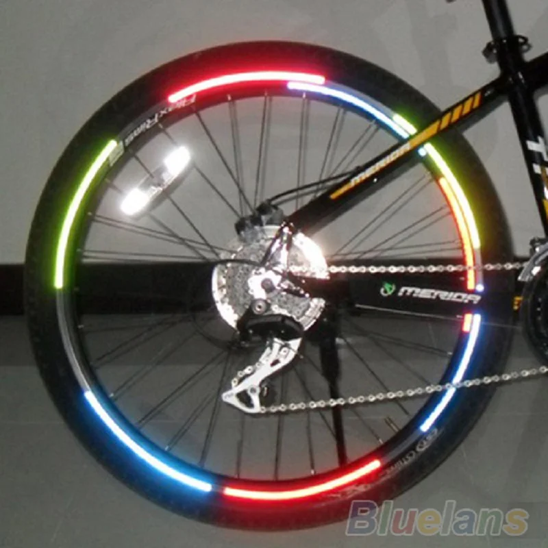 Bike Reflective Stickers Wheel Decals Reflective Tape Safety Strips Bicycle Wheel Stickers For Children Balance Bike 8 Stickers