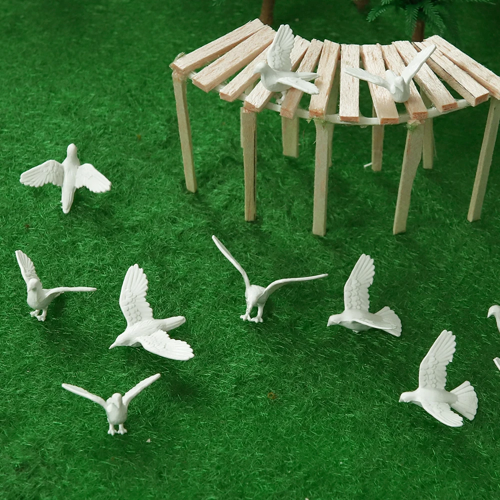 DIY Miniature Model Pigeons Flying Bird Toys Landscape Layout Kits for Diorama Architecture Scene Making Materials 12pcs/lot