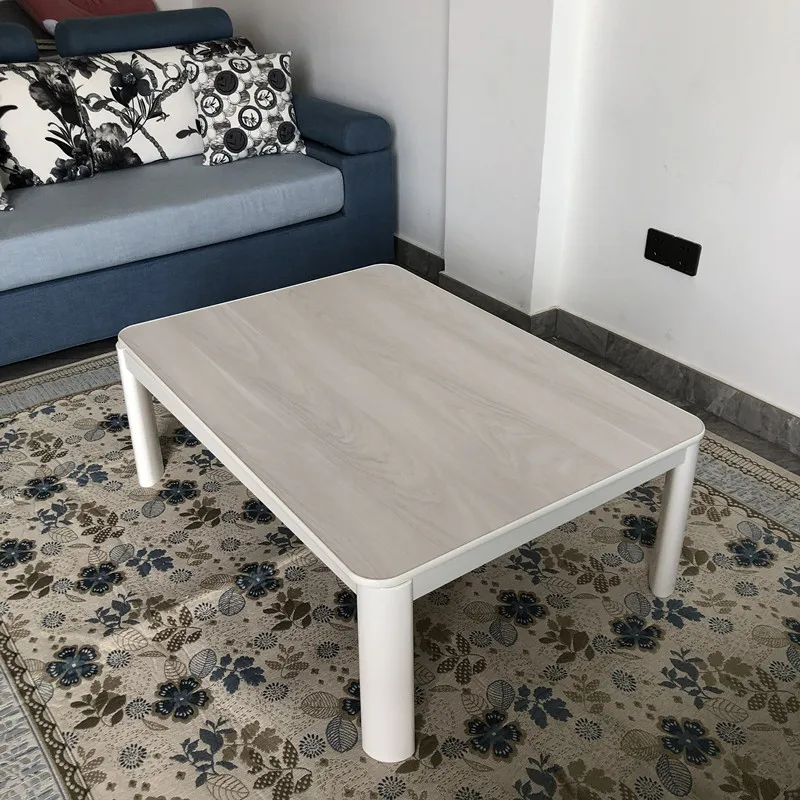 Kotatsu japoński blat odwracalny naturalny/szary prostokąt 105x75cm Kotatsu ogrzewacz do stóp ogrzewana podłoga niska stolik do herbaty bez grzejnika