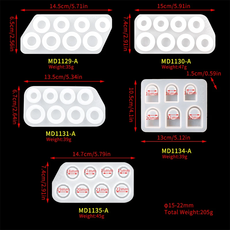 DM086 5 Phong Cách Tự Làm Vòng Nhựa Khuôn Silicone Thẩm Mỹ Vòng Cung Phẳng Tai Nghe Tai Mèo Epoxy UV Resina Silicon Trang Sức Khuôn Tạo Hình Cho phụ Nữ Tặng