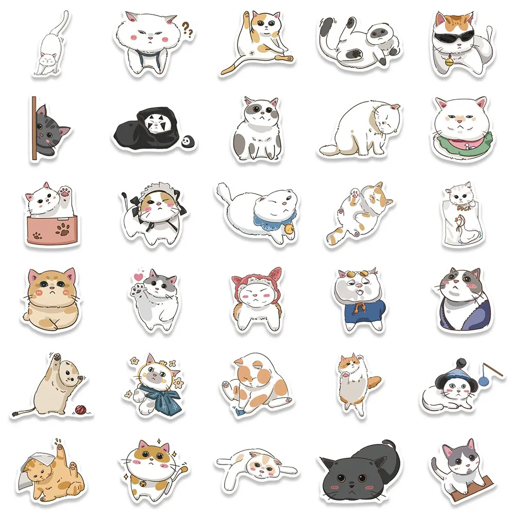 10/30/50pcs Cute Animal Cats Graffiti Stickers Cartoon Aesthetic Decals Kids Toy Diary Scrapbook Phone Luggage Laptop Sticker