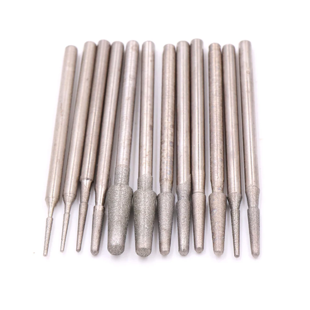 1-3Mm Diamond Burr บดแกะสลัก Bits 2.35Mm Shank เครื่องมือโรตารี่600กรวด
