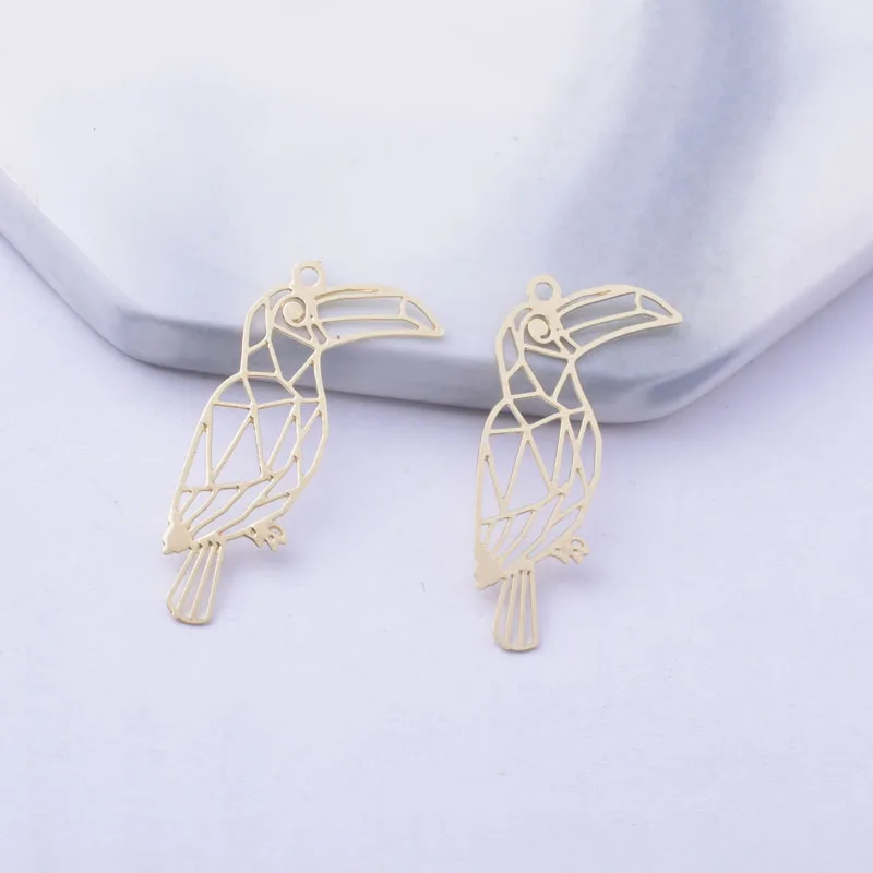 50 Stück AC12434 25*20mm Messing Tieranhänger Papageien-Charms in Silber- und Goldfarbe Kleine Anhänger für DIY-Schmuck und Ohrring-Zubehör – Detail 5