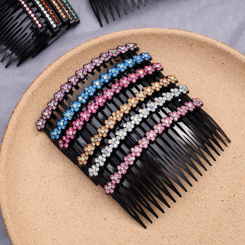 1PC Rhinestone Flower Hair Insert Combs Wedding Party Side Comb Hair Styling Accessories Gifts for Women Girls Hair Ornaments