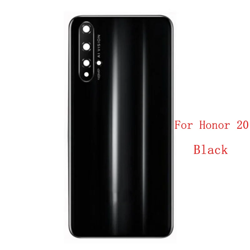 Honor 20 Pro用のガラス製バックカバー,カメラレンズフレーム付きバッテリーカバー,ロゴ修理部品