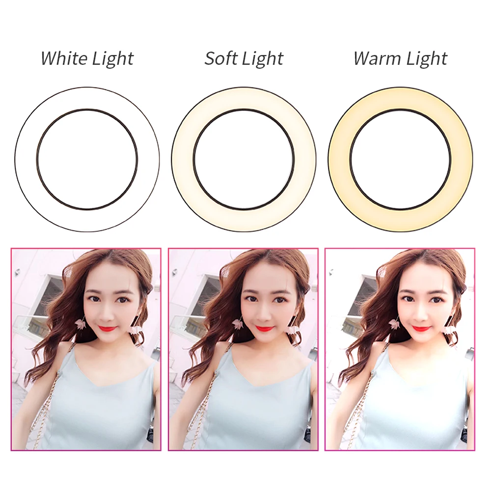 Profession Desktop Photography LED Ring Light Ring Lamp Phone Holder Tripod Stand for Photo Studio Nail Art Video Ringlight