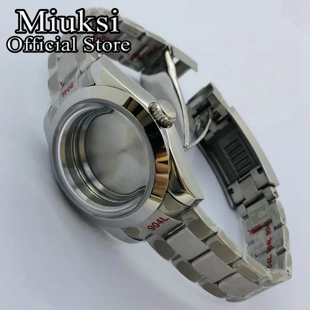 Miuksi 36mm/40mm domed glass silver watch case fit NH35 NH36 ETA2824 2836 Miyota8205 8215 Mingzhu DG2813 3804 PT5000 movement