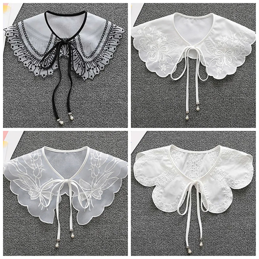 Women Lace Fake Collar Blouse Cloud Shoulder Doll Collar Detachable Shirt Collar Blouse Top Collars For Women Dropshipping