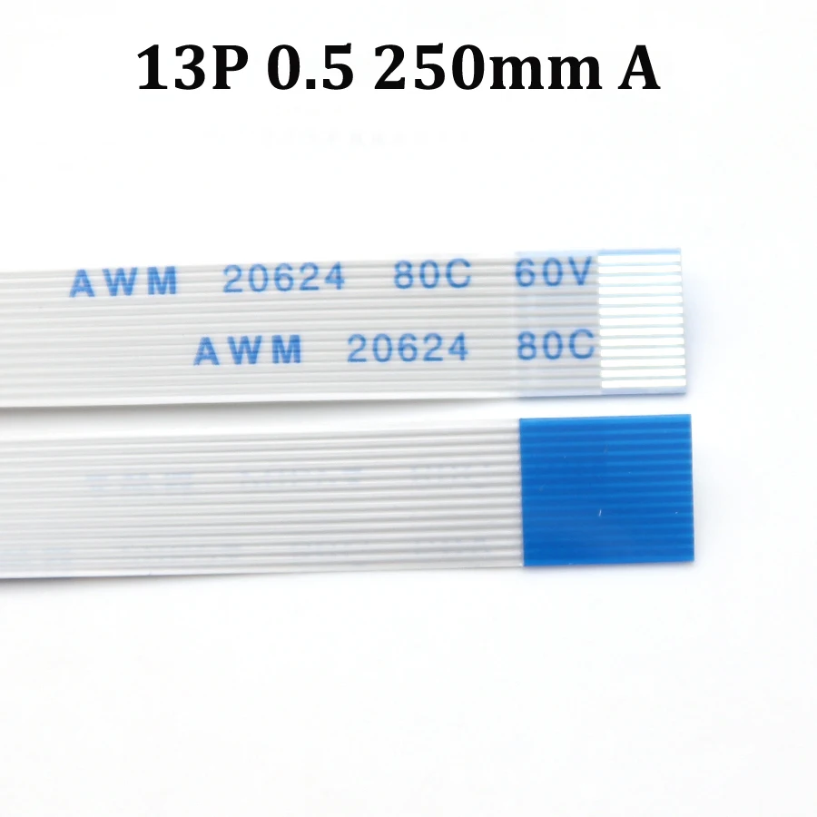 5pcs 13pin FFC FPC flat flexible cable 0.5mm pitch 13 pin A Forward Length 250mm Ribbon Flex Cable AWM 20624 80C 60V VW-1