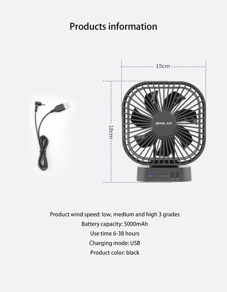 미니 USB 충전식 휴대용 무소음 데스크탑 선풍기, 타이밍 자기 흡입, 에어 쿨러, 사무실 및 야외, 5000mAh